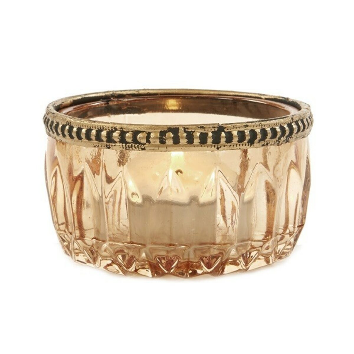 Gold tealight holder with gold rim 8 x 5cm DH