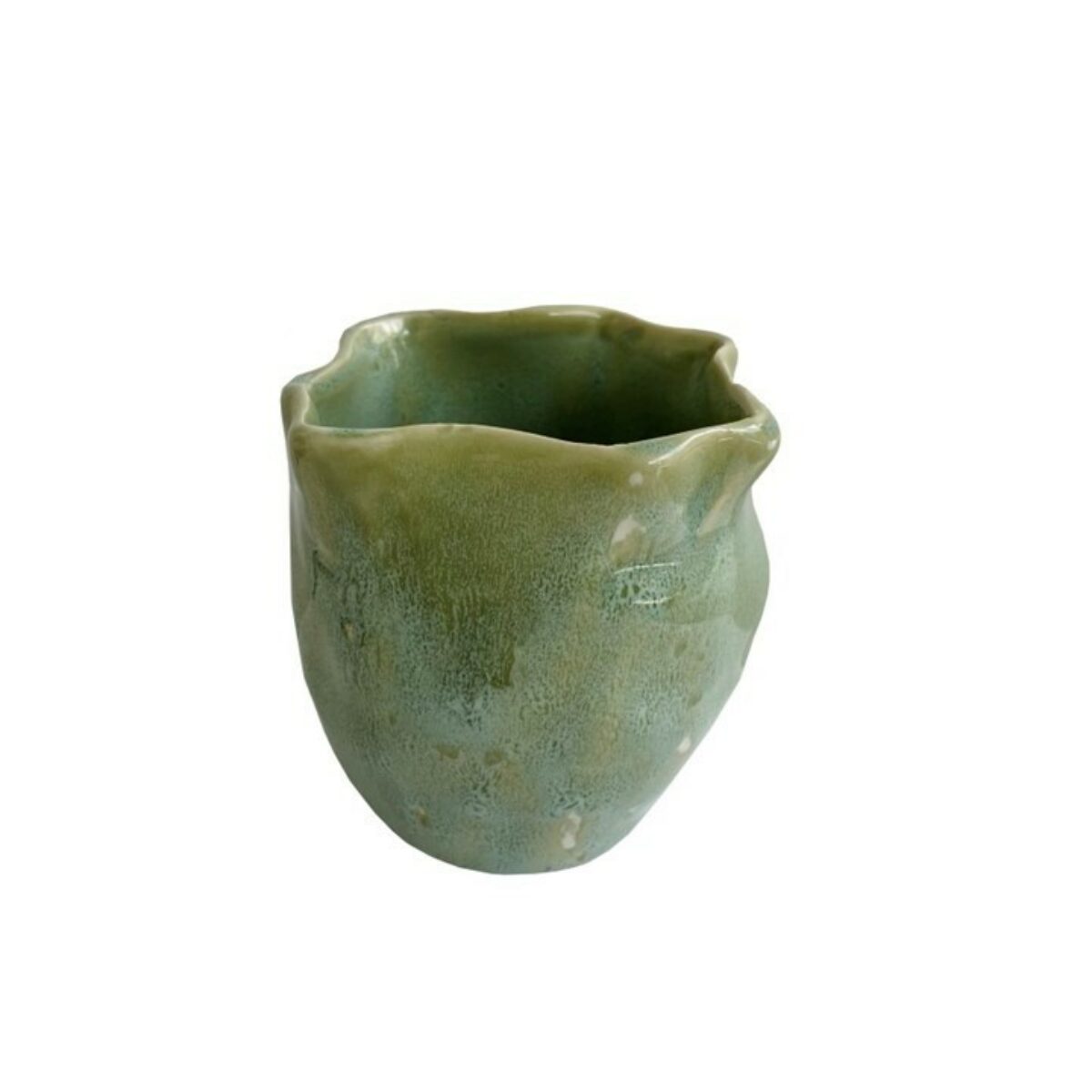 Organic green ceramic pot 9 5 x 10 5cm