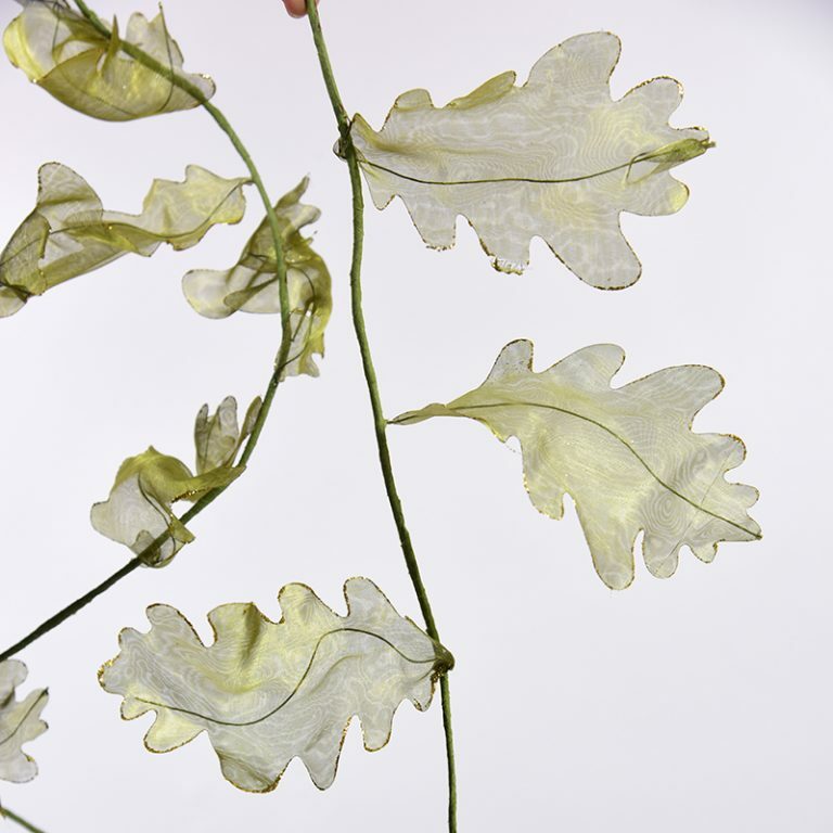 Organza Shimmer Oak Leaf Garland available in Green, Burgundy & Gold