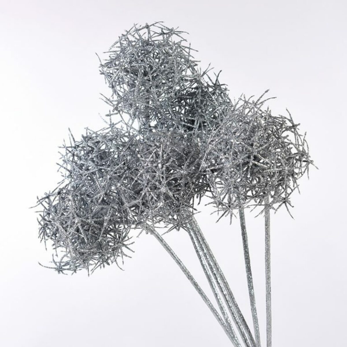 Silver Glitter Dandelion Stems 60cm
