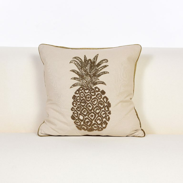 Beaded Gold Pineapple Cushion