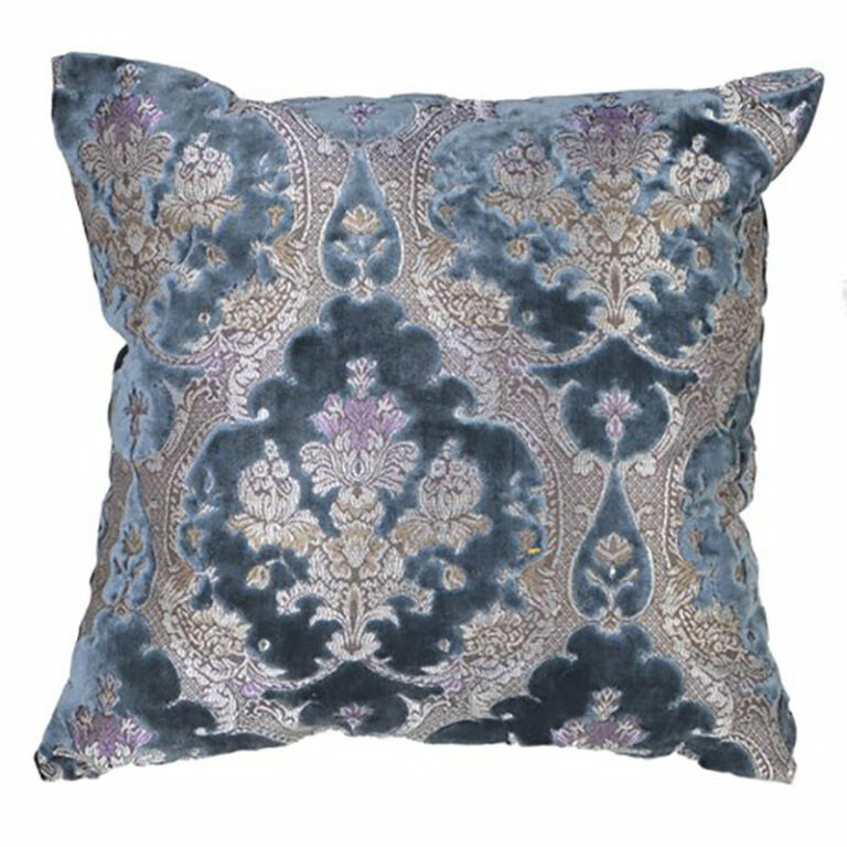 Blue Velvet Damask Cushion