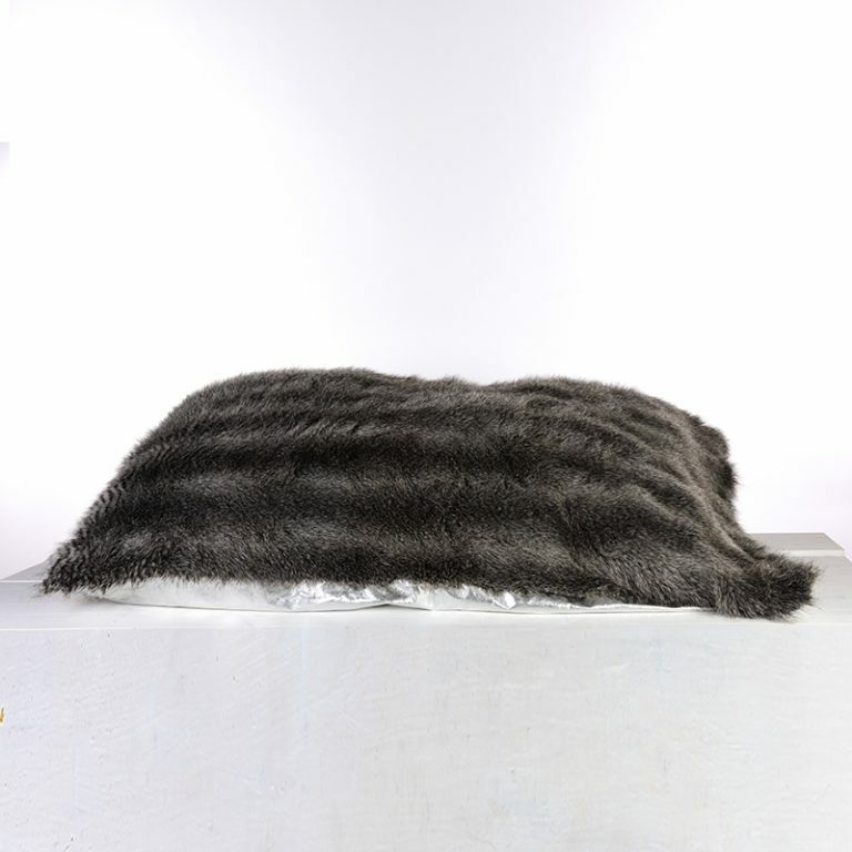 Giant Fur Floor Cushion with Silver Lining Backing