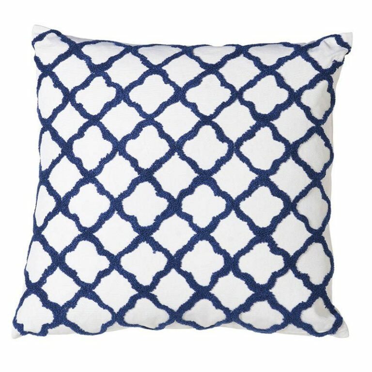 Navy White Quatrefoil Cushion