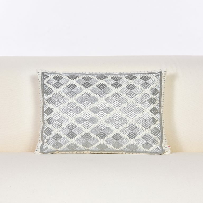 Silver Phulkari Embroidered Cushion