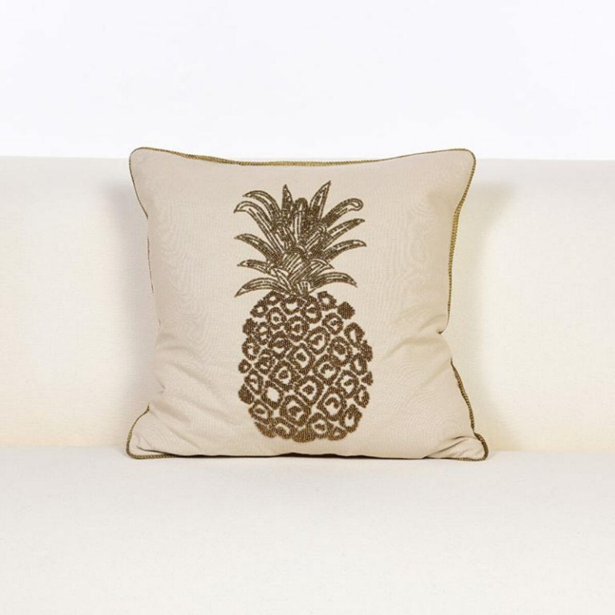 Beaded Gold Pineapple Cushion 40 x 40cm