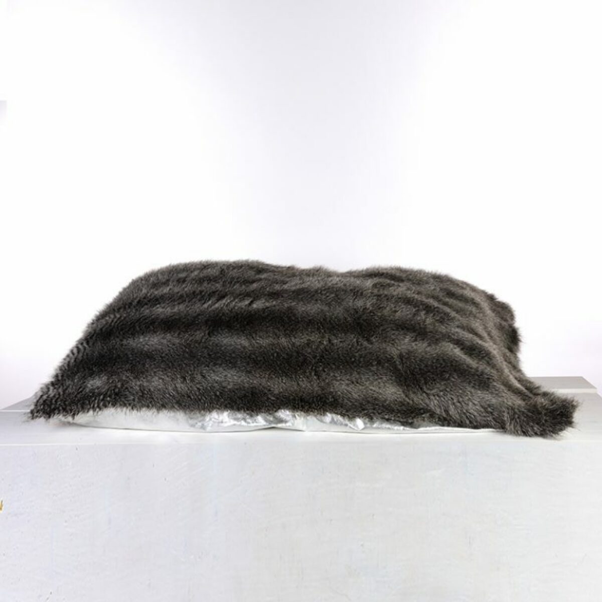 Giant Fur Floor Cushion with Silver lining Backing