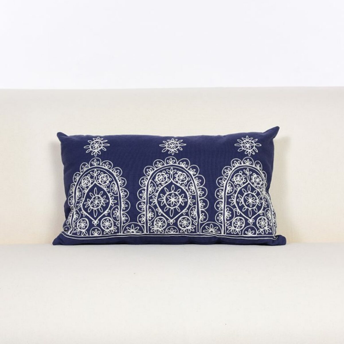Navy Oriental Embroidered Cushion 30 x 50cm