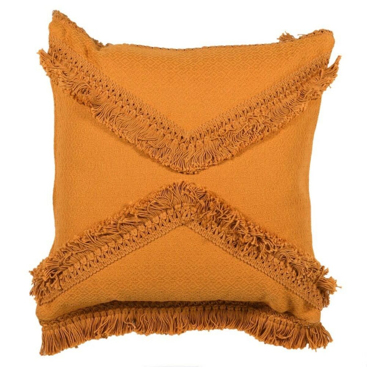 Saffron Orange Fringed Cushion 2