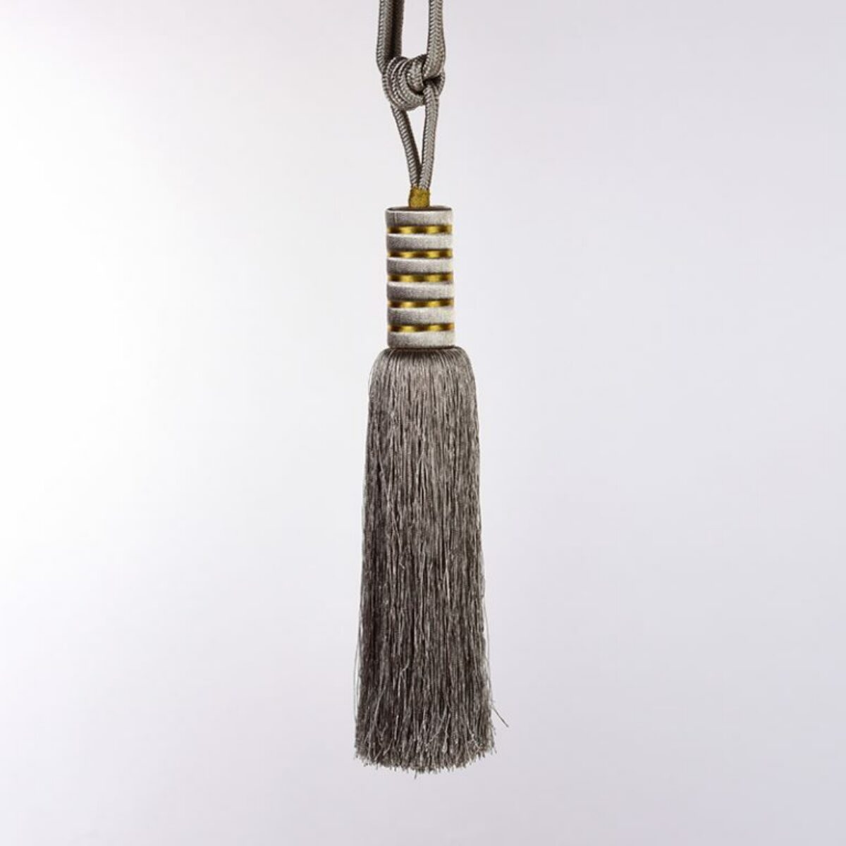 Pewter Gold Stripe Tassel Tiebacks 45cm L