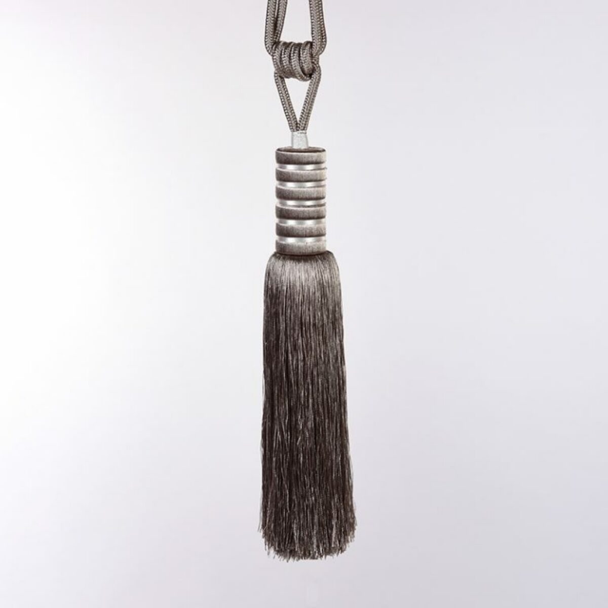 Pewter Silver Stripe Tassel Tiebacks 45cm L