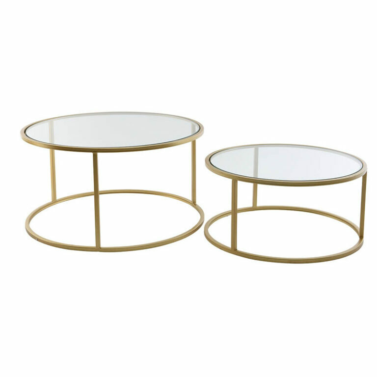 Gold Glass Top Coffee Table Set of 2