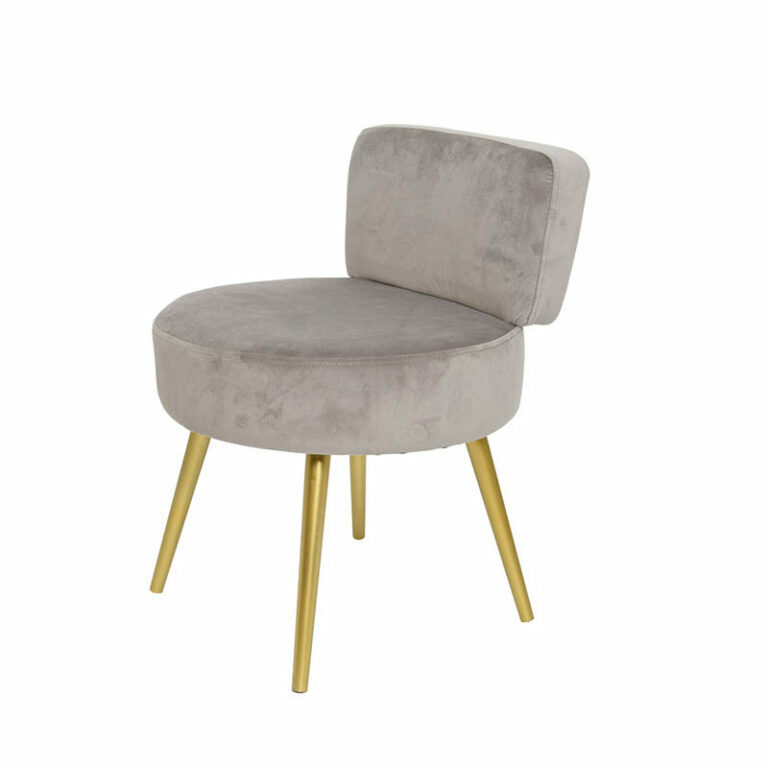 Mink Grey Velvet Stool