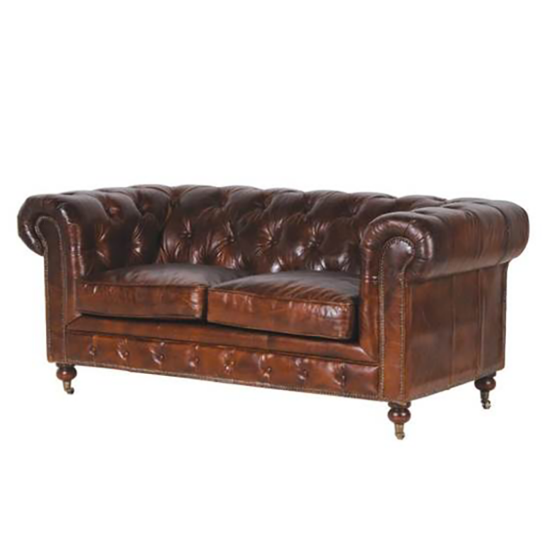 Vintage 3 Seater Leather Chesterfield