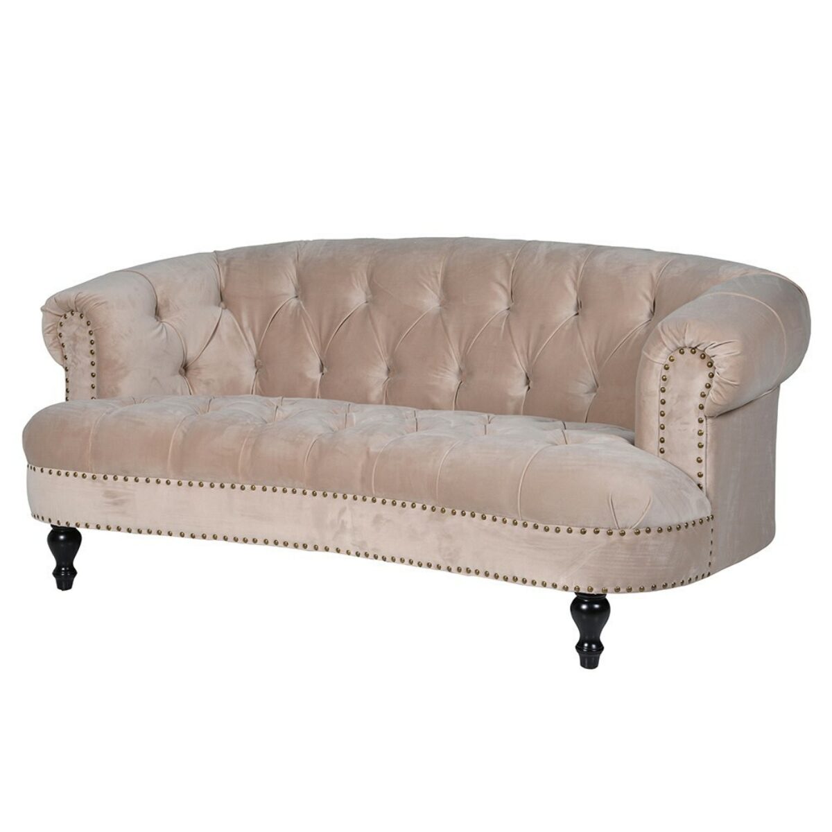 Taupe Velvet Sofa 75 x 175 x 90cm HWD ref MEY320