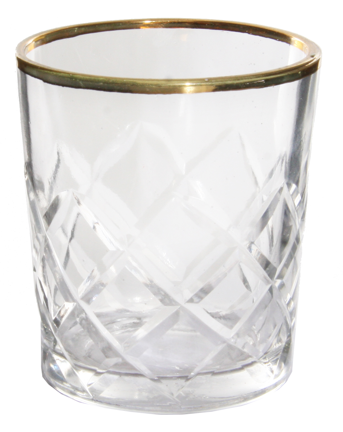 Glass Votive Half  Diagonal Cut with Gold Edge