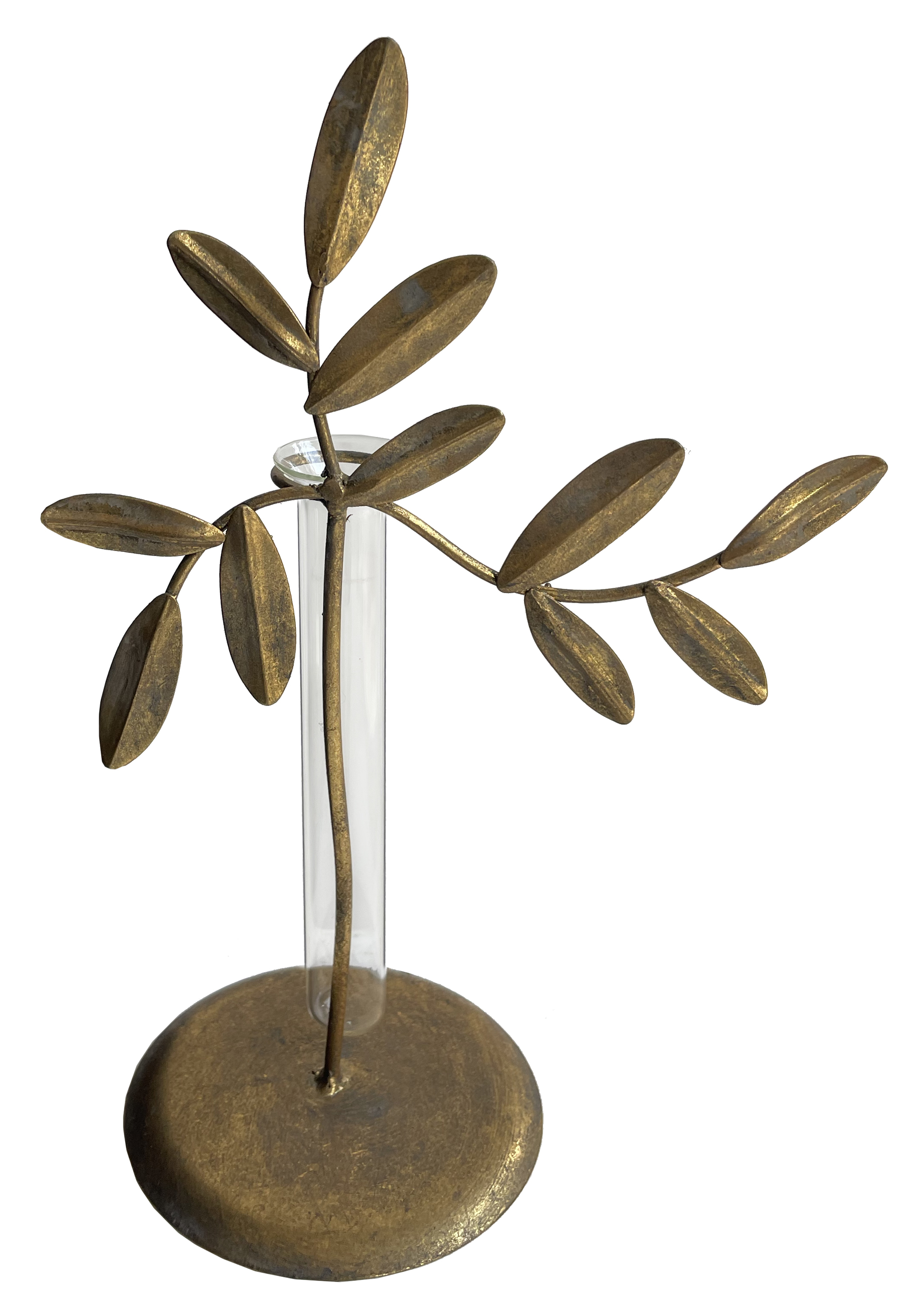 Metal Leaf Tube Vase 2 Available Sizes