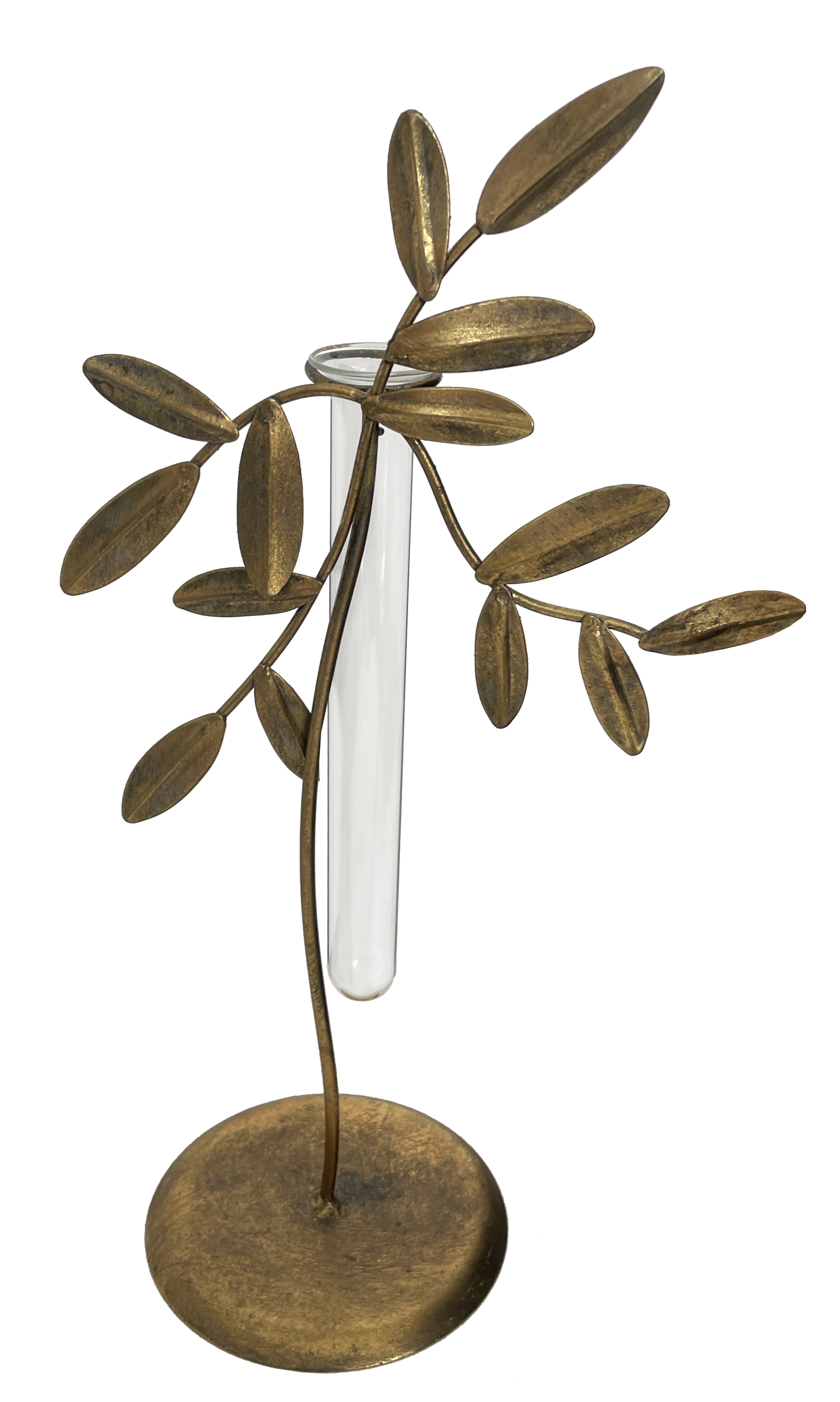Metal Leaf Tube Vase 2 Available Sizes