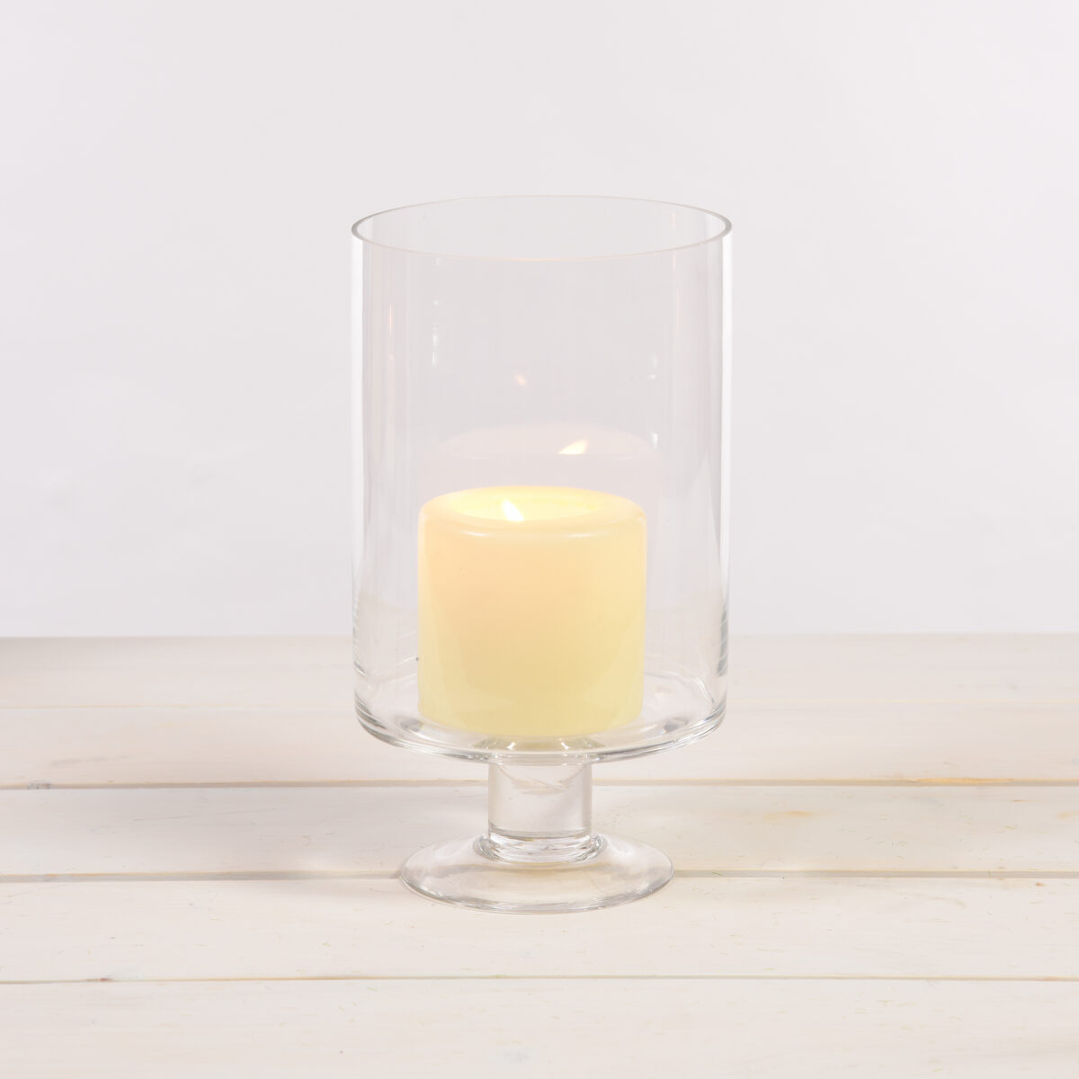 Glass Hurricane on Pedestal Foot Med 16 x 30cm DH