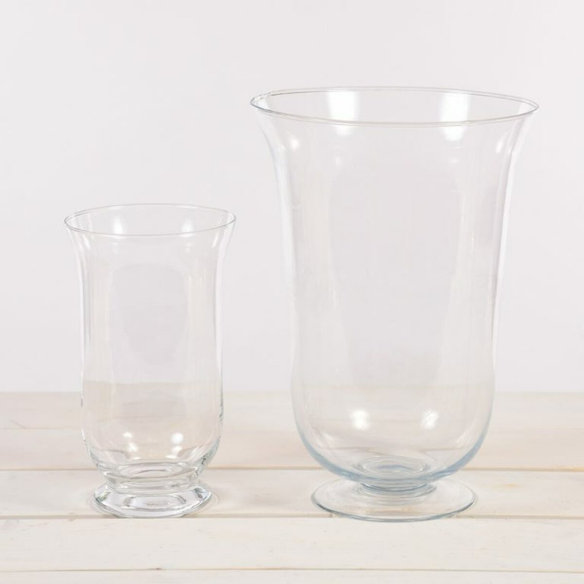 Fluted Glass Hurricane Lamp Large 30cm Small 16cm