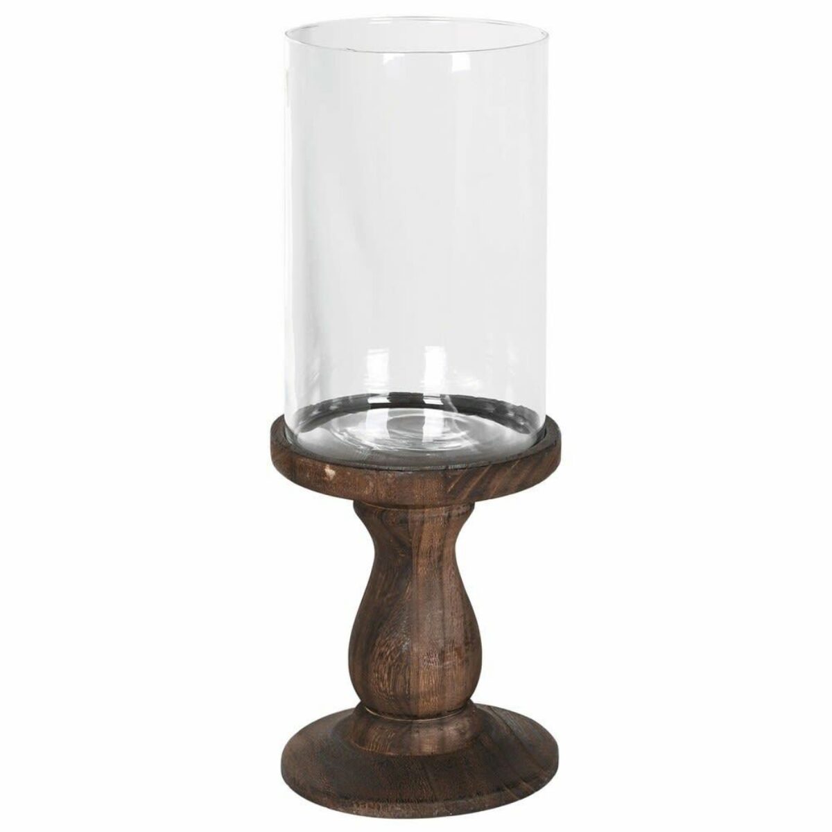 Glass Hurricane on Wooden base 41x16cm HD HBK016