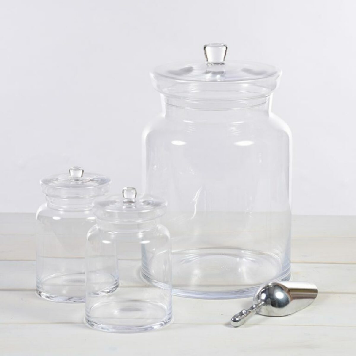 Glass S Weetie Jars Candy Scoop small 16cm large 26cm H