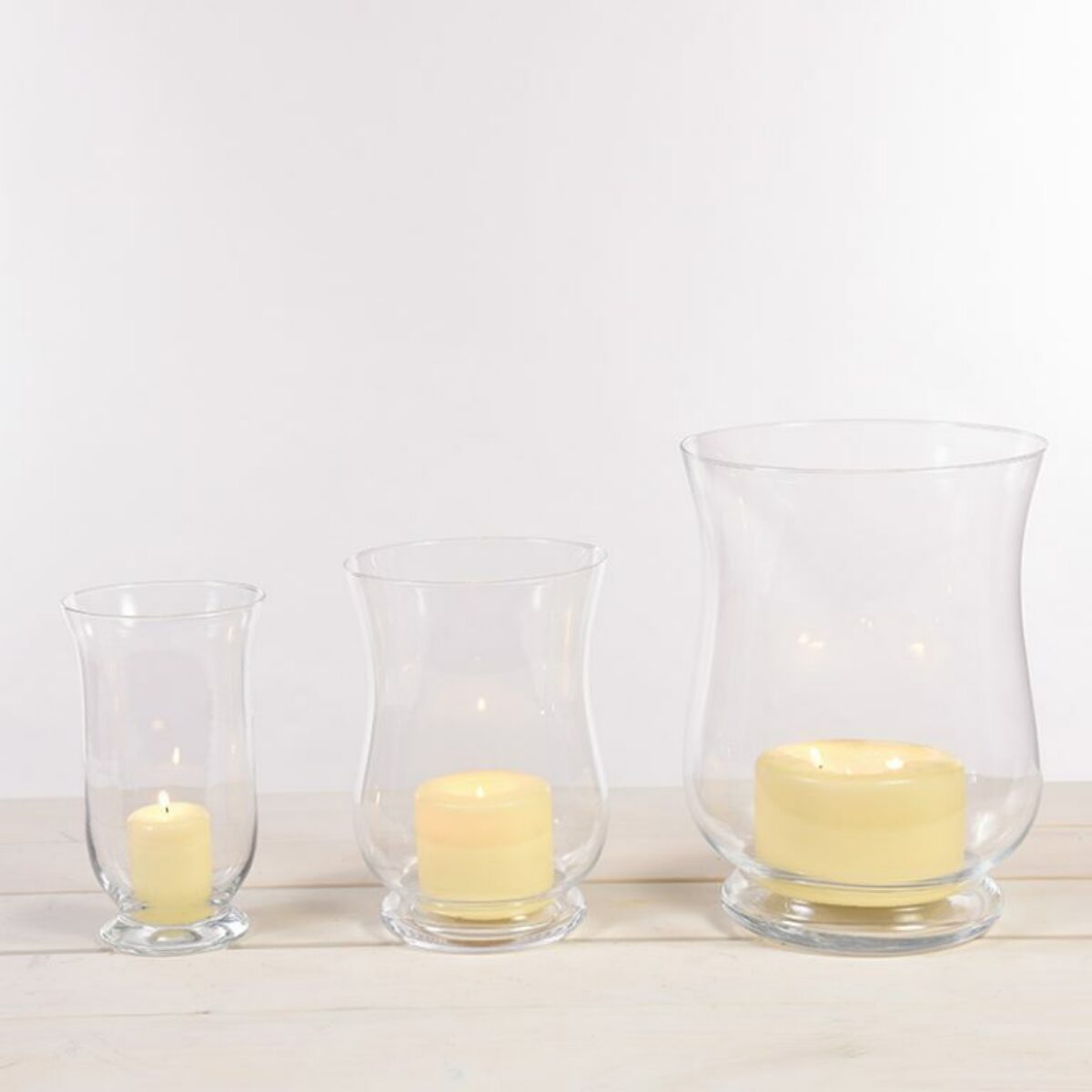 Pot Bellied Glass Hurricane Lamps small medium large