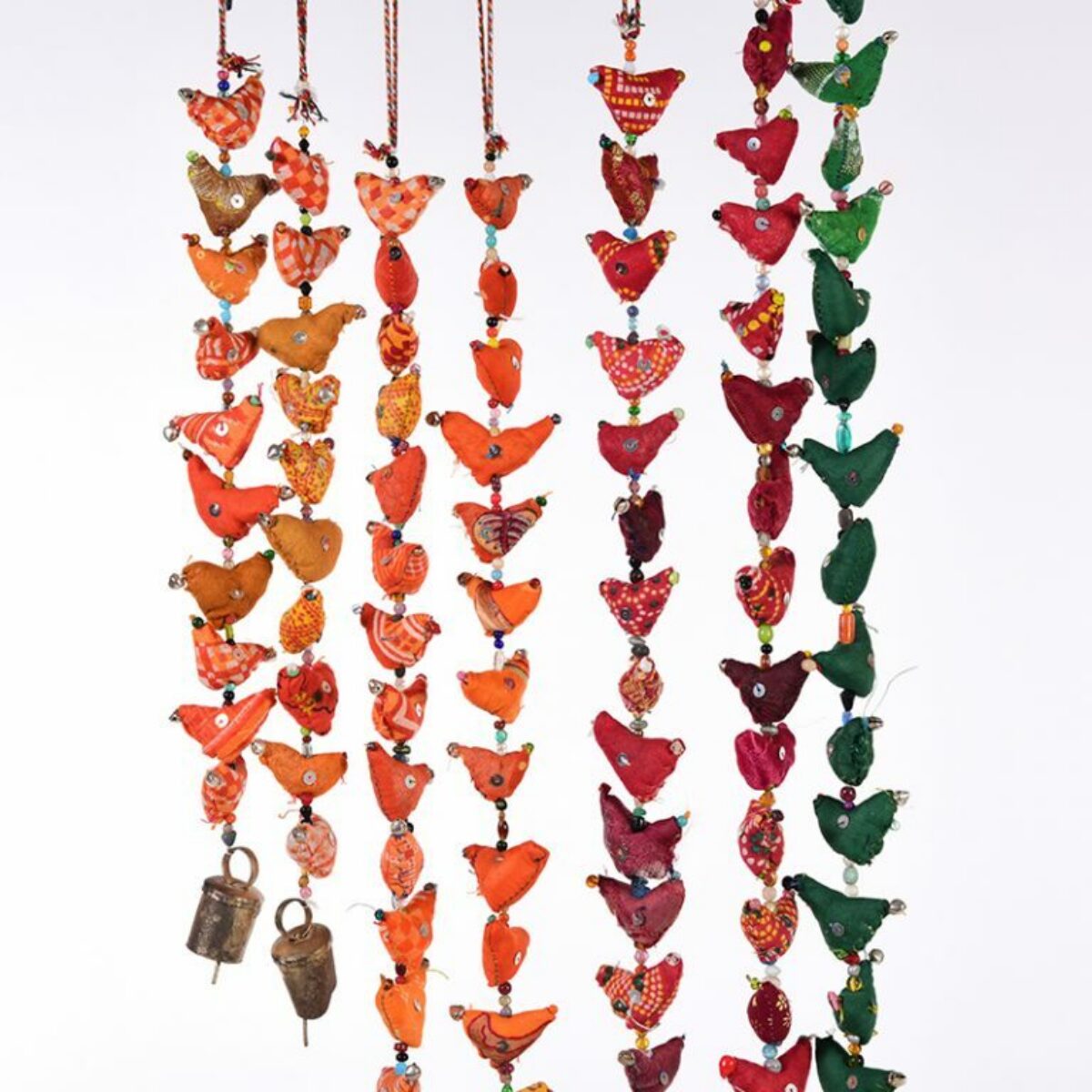 Hanging Indian Bird Bells available Red Orange Green 75 100cm L