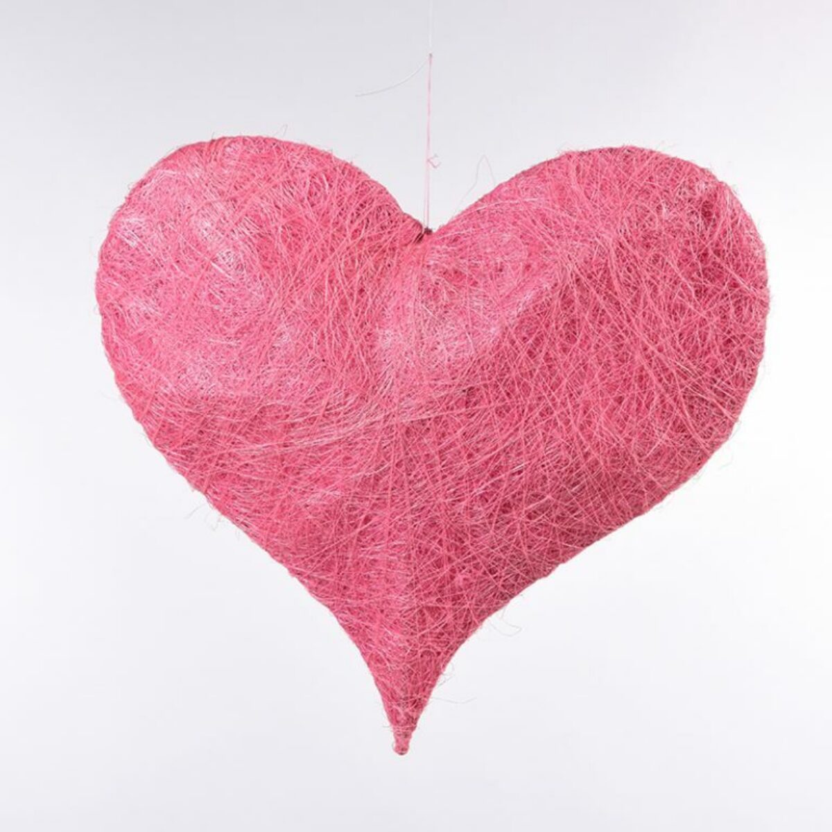 XXL 3 D Pink Sisal Heart 30 x 20cm WH