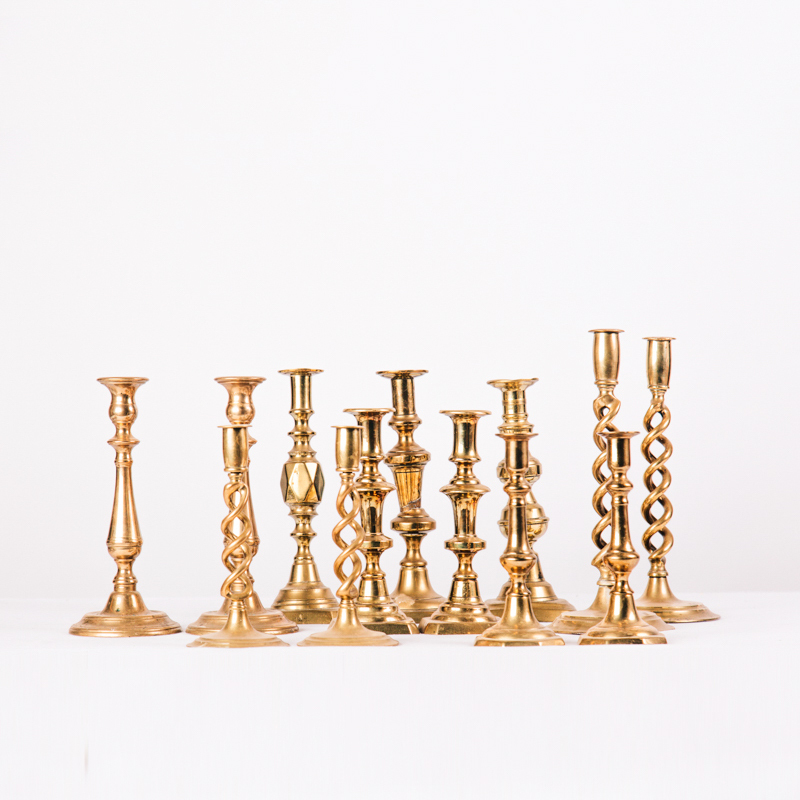 Assortment of Vintage Brass Candlesticks