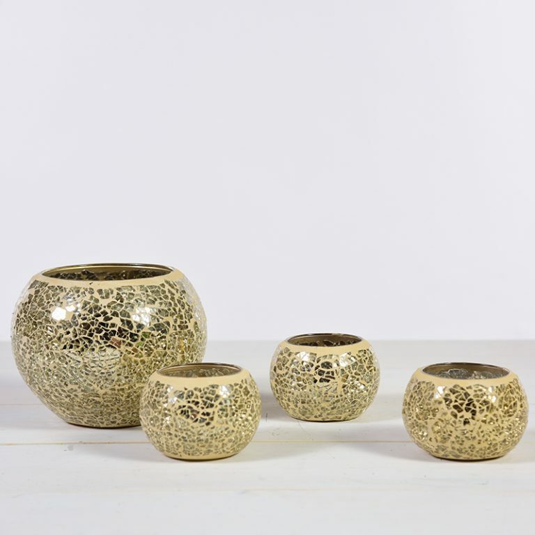 Gold Crackle Glaze Candle Holders