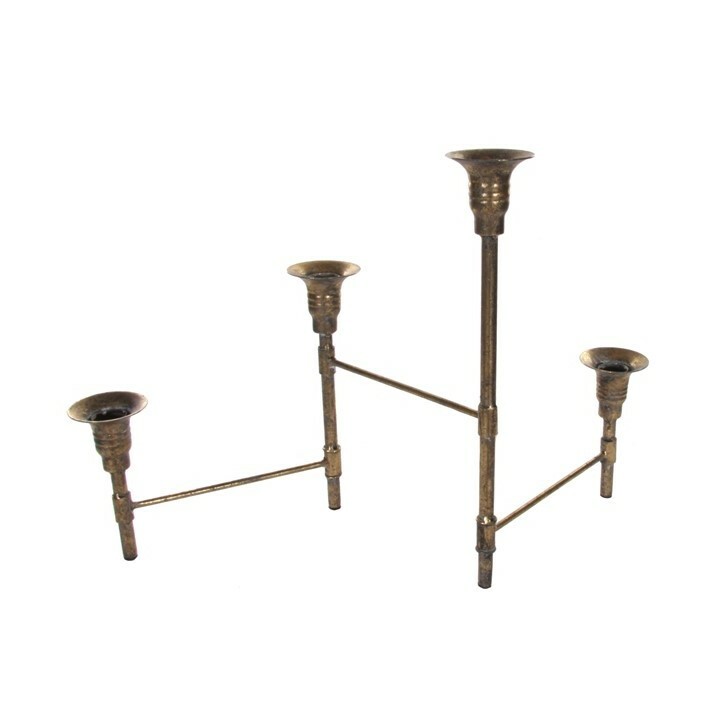 Gated Adjustable 4 Arm Gold Candelabra