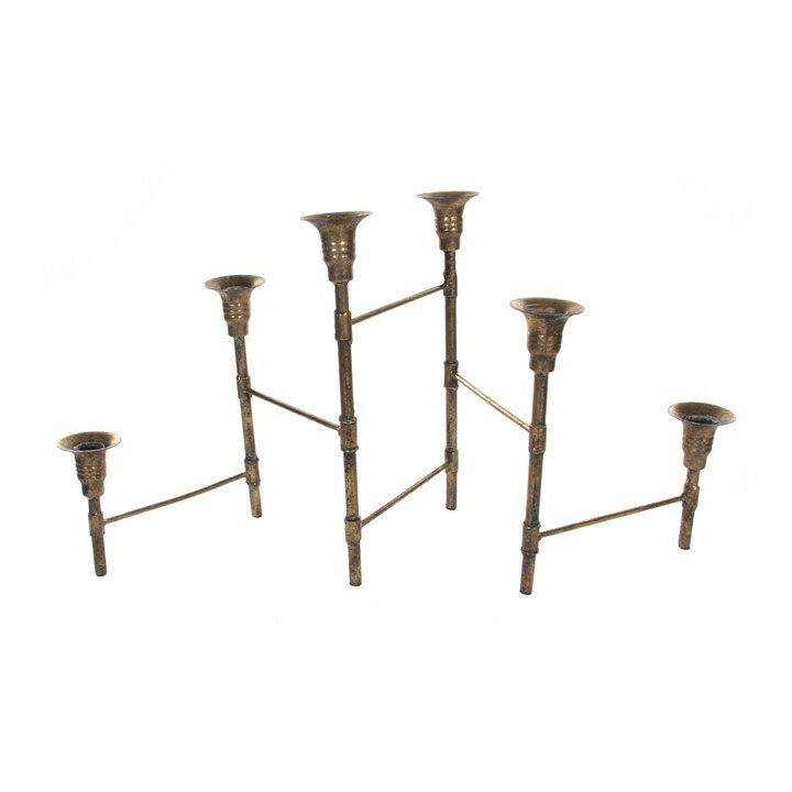 Gated Adjustable 6 Arm Gold Candelabra