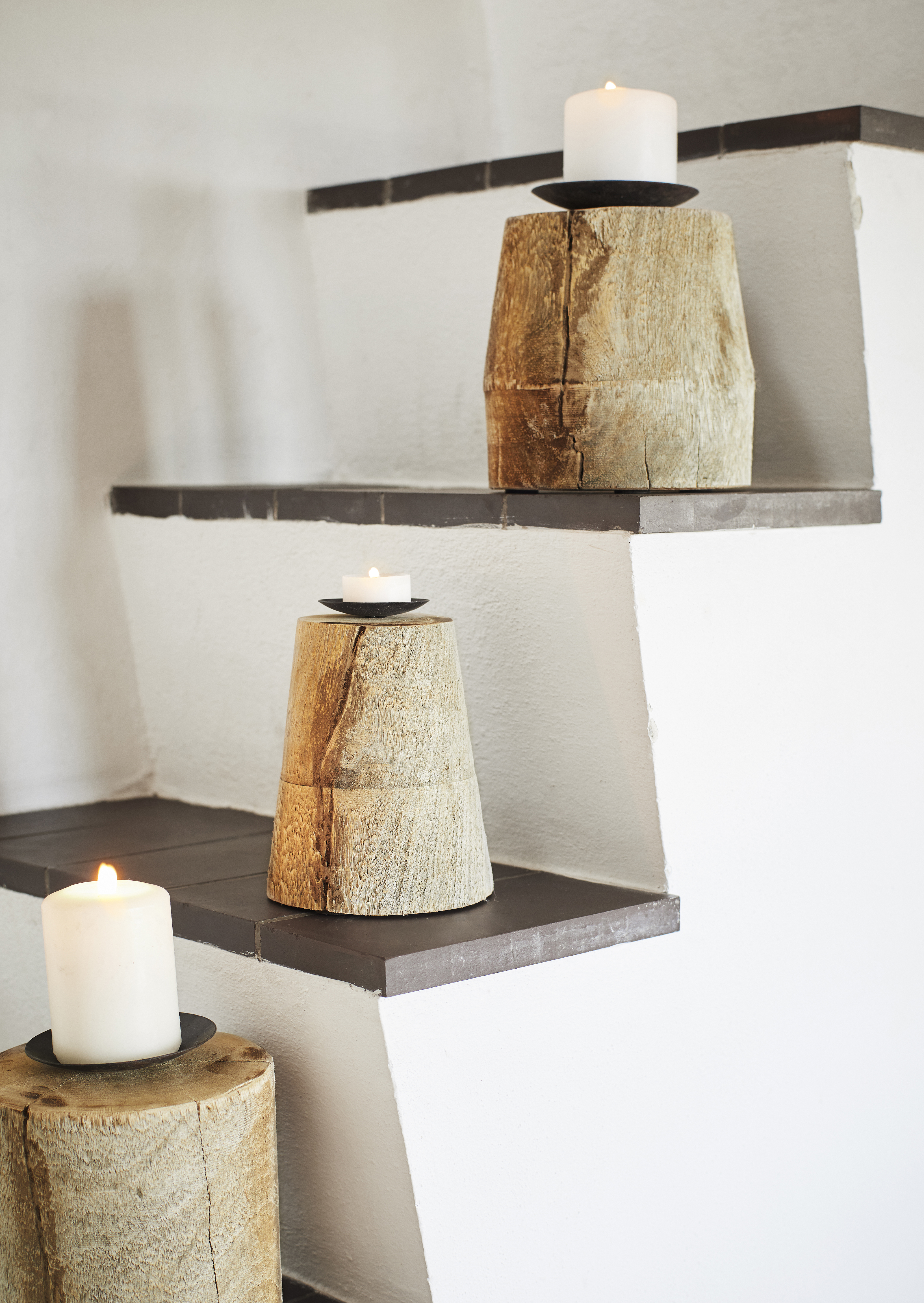 Wooden Candle Stands Natural