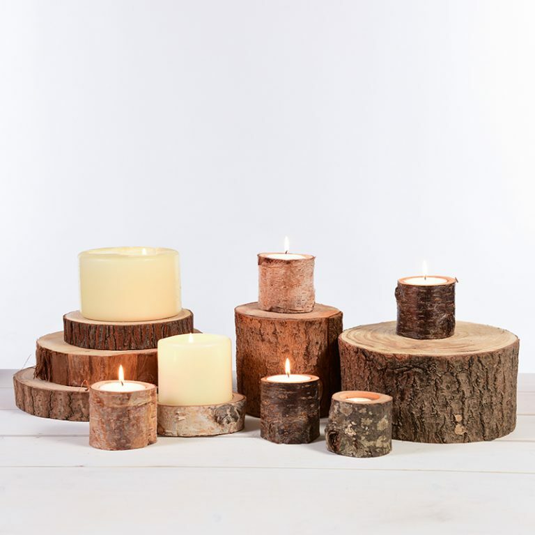 Wooden Log Slices and Tealight Holders