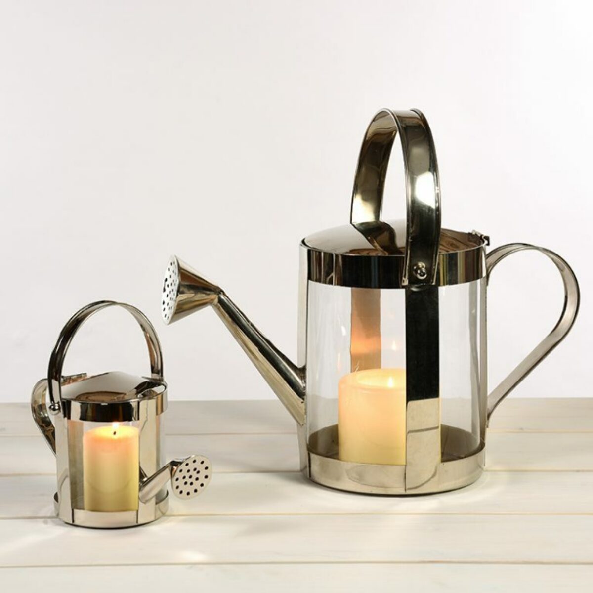 Chrome Watering can Lanterns