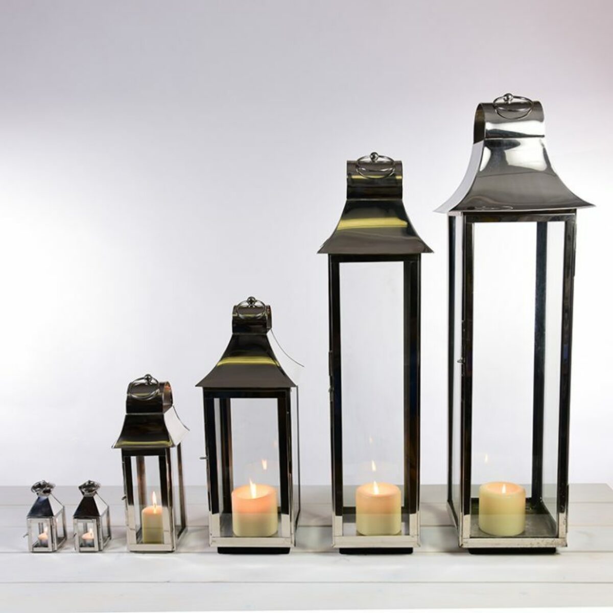 Silver Chromed Domed Lanterns available in 100cm 80cm 50cm 38cm
