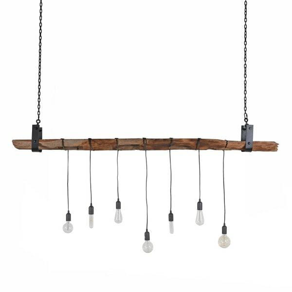 Rustic Wood Chandelier with Drop Lights