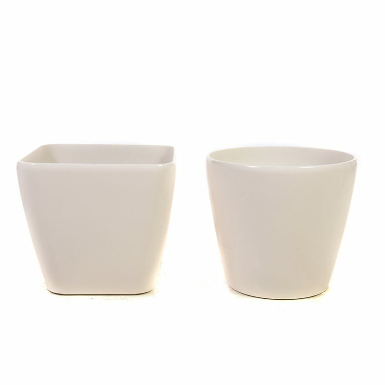 Contemporary Low Ivory Pots with square or round edges