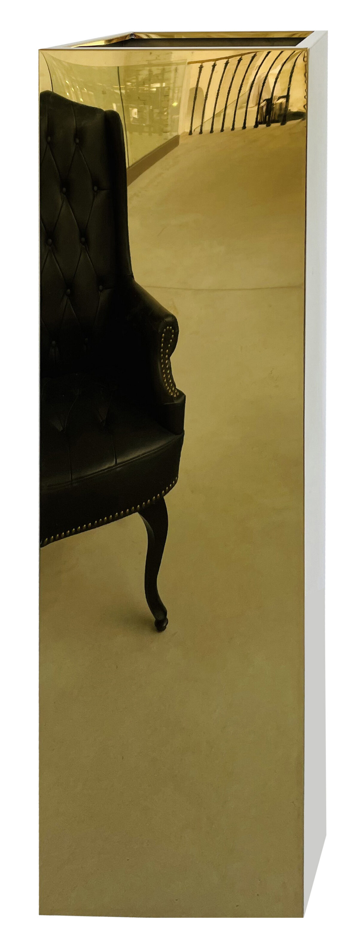 Rust free cube pot polished gold 30x30x100cm