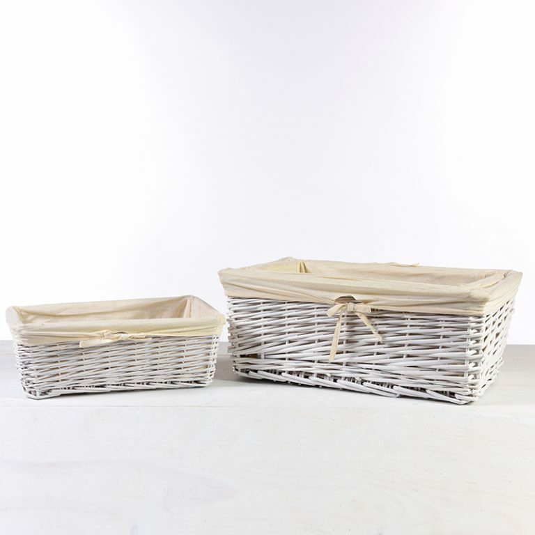 Pair of Vanity Baskets Offwhite with Cotton Lining