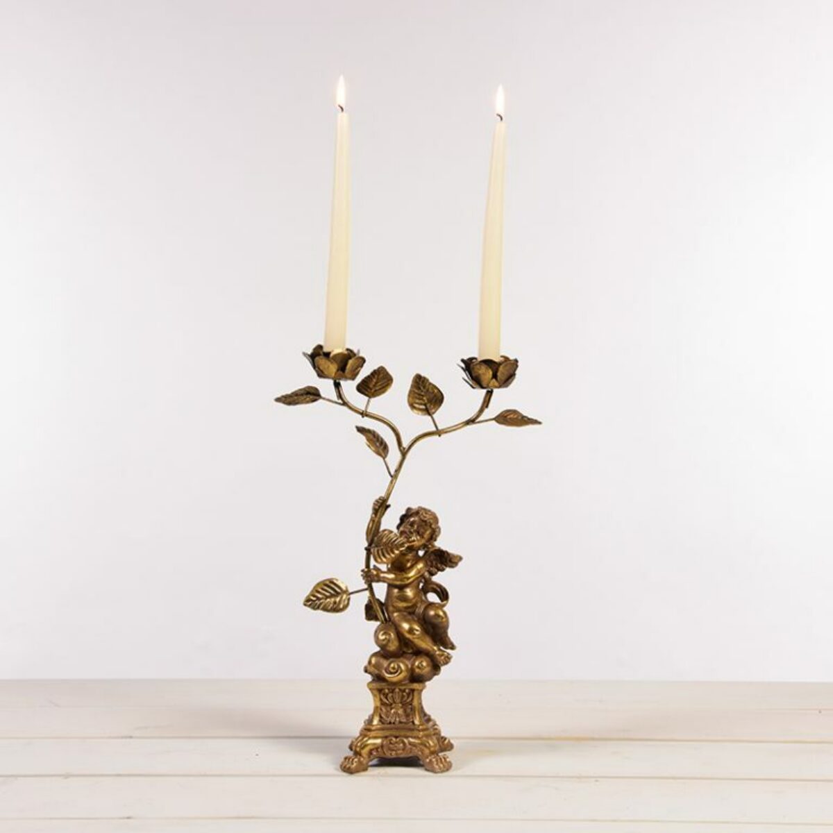 Gold Cherub 2 Arm Candelabra 24cm x 36cm WH