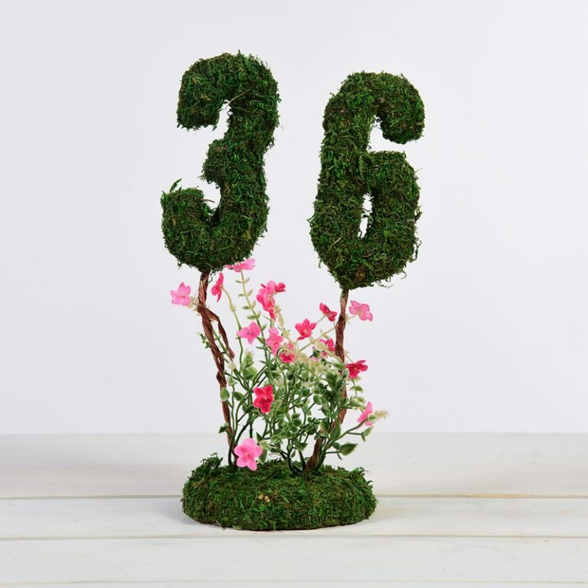 Mossy Table Numbers with Blossom 20cm