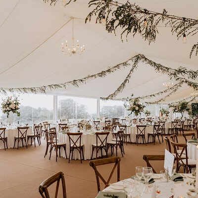 Beautiful marquee wedding set up at Royal Belfast Golf Club